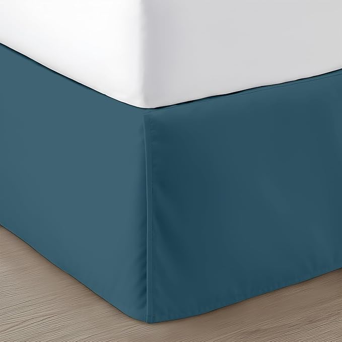 SGI Bedding 9 inch Drop Bed Skirt King Size - Platform Style with Secure Fit, Classic Tailored Look, Elegant Pleated Style Dust Ruffle, Split Corners, Wrinkle Resistant Microfiber - Teal
