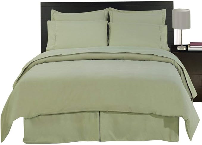 Royal Hotel Bedding 8pc Full Size Bed-in-a-Bag Solid Sage 600-Thread-Count Siberian Goose Down Alternative Comforter 100 Percent Cotton - Includes Sheets and Duvet Cover Sets