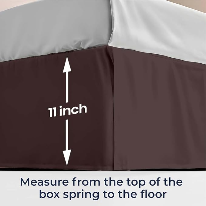 SGI Bedding 11 inch Drop Bed Skirt Cal King Size - Platform Style with Secure Fit, Classic Tailored Look, Elegant Pleated Style Dust Ruffle, Split Corners, Wrinkle Resistant Microfiber - Chocolate