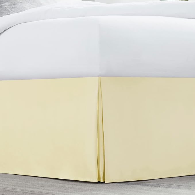Nestl Vanilla Yellow Bed Skirt King Size - King Bed Skirt 14 Inch Drop - Brushed Microfiber Bed Skirts - Hotel Quality Pleated Bed Skirt - Shrinkage & Fade Resistant