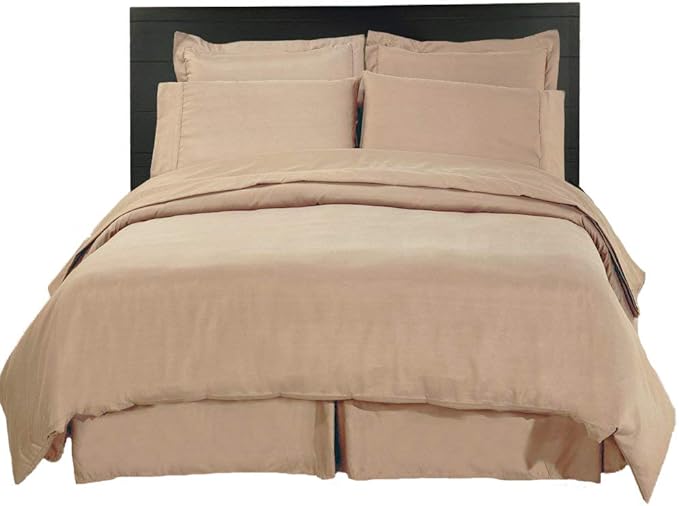 Royal Hotel Bedding 8pc Queen Size Bed-in-a-Bag Solid Tan 600-Thread-Count Siberian Goose Down Alternative Comforter 100 Percent Cotton - Includes Sheets and Duvet Cover Sets