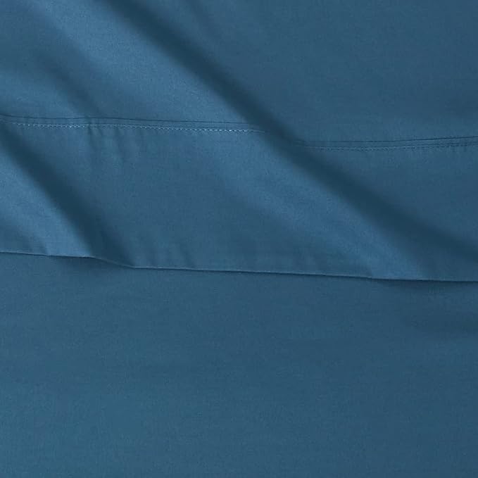 Amazon Basics Lightweight Breathable Brushed Microfiber 3-Piece Bed Sheet Set with 14-Inch Deep Pockets, Wrinkle Resistant, Twin, Dark Teal, Solid