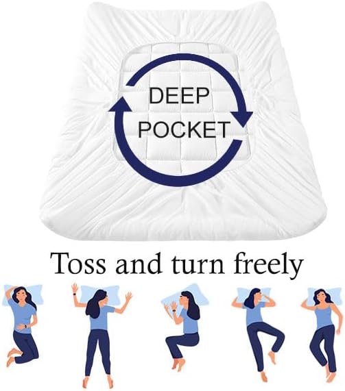 ACCURATEX Ultra Soft Mattress Topper Twin Size - 2 Inches Thick Double Layer Comfort Pillow Top Mattress Pad for Back Pain Relief, 400TC Cotton Breathable Surface w/ 8-21 Inches Deep Pocket,39x75