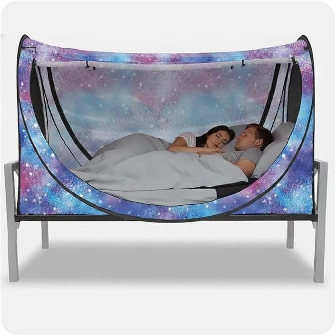 Privacy Pop up Eclipse Bed Tent Bed Drapes (Unicorn Galaxy, Full)