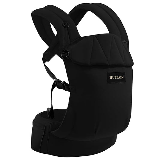 Baby Carrier (7–44 lbs), Soft Breathable Double-Shoulder Carrier with Adjustable Support, Ergonomic Design for Hip Positioning, Comfort Waist Support, Lightweight Hands-Free Baby Carrier (Black)