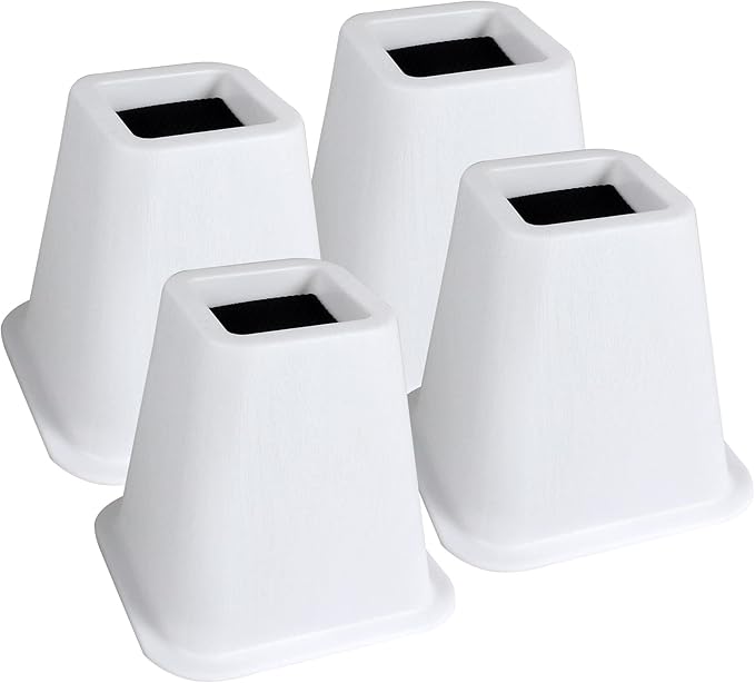 DEDU Bed Risers 6 Inch Heavy Duty 4 Pack, Furniture Risers for Sofas Oversized, Couch Risers with Non-Slip Pad Supports Up to 2200 Lbs for Bed, Desk, Chair (White)