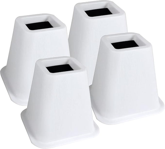 DEDU Bed Risers 6 Inch Heavy Duty 4 Pack, Furniture Risers for Sofas Oversized, Couch Risers with Non-Slip Pad Supports Up to 2200 Lbs for Bed, Desk, Chair (White)