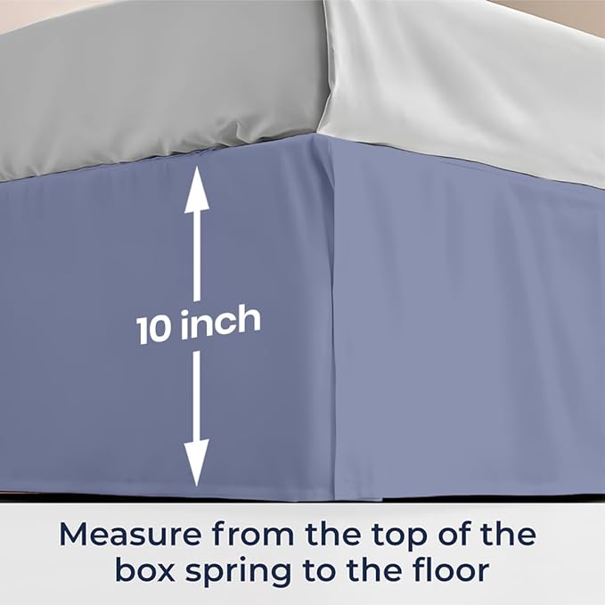 SGI Bedding 10 inch Drop Bed Skirt CalKing Size - Platform Style with Secure Fit Classic Tailored Look Elegant Pleated Style Dust Ruffle Split Corners Wrinkle Resistant Microfiber - Mediterranean Blue