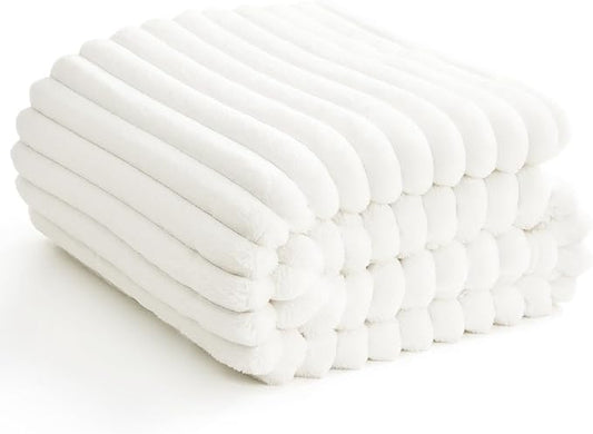 Soft Off White Throw Blanket for Couch - 300GSM Cozy Fleece Blanket for Women, Cute Lightweight Blankets Birthday Gifts for Her Him, Valentines Spring Home Room Decor, Off White, 50x60 Inches