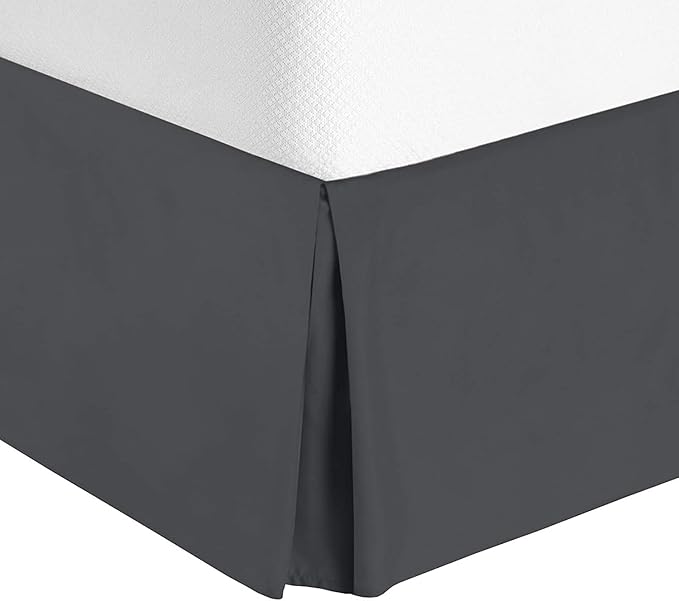 Bed Skirt - Soft Quadruple Pleated Ruffle - Easy Fit with 16 Inch Tailored Drop - Hotel Quality, Shrinkage and Fade Resistant//Grey/Full