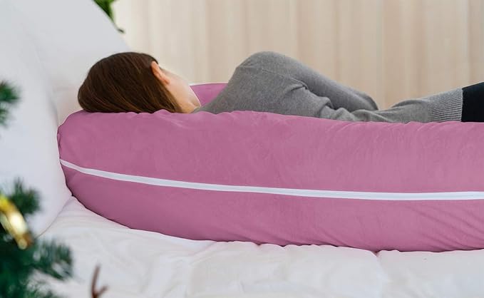 INSEN Pregnancy Pillow, Maternity Body Pillow with Velvet Cover,C Shaped for Side Sleeping (Purple Velvet)