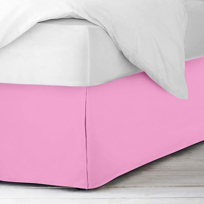 Bed Skirt - Soft Quadruple Pleated Ruffle - Easy Fit with 16 Inch Tailored Drop - Hotel Quality, Shrinkage and Fade Resistant//Pink/Full
