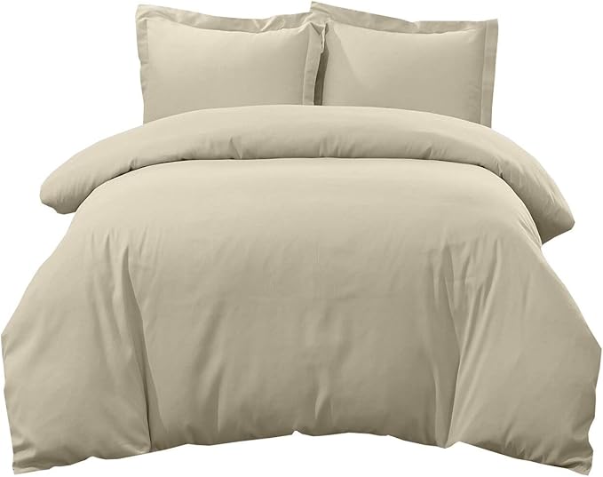 Royal Hotel Bedding Beige-Linen Solid 3 Piece Twin/Twin XL Comforter Set 100% Cotton 300 Thread Count