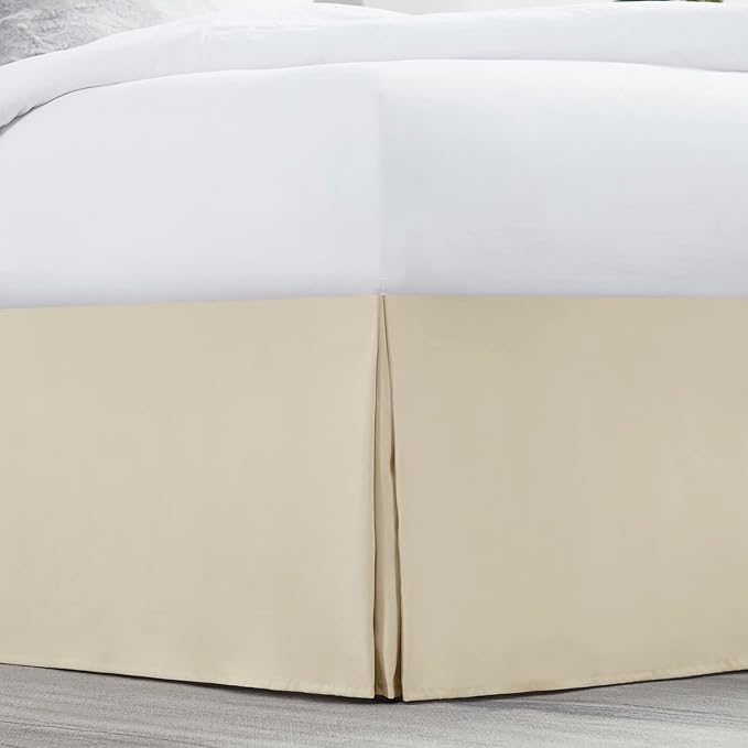 Nestl Cream Bed Skirt King Size - King Bed Skirt 14 Inch Drop - Brushed Microfiber Bed Skirts - Hotel Quality Pleated Bed Skirt - Shrinkage & Fade Resistant