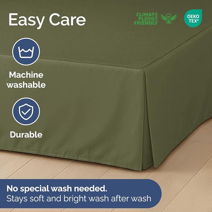 Pleated Bed Skirt King Size - 3 Sided Pleated Bed Skirt King - Ultra-Soft, Easy Fit with 12 Inch Tailored Drop - Hotel Quality, Wrinkle & Fade Resistant - for Women, Men, Kids and Teens - Sage Green