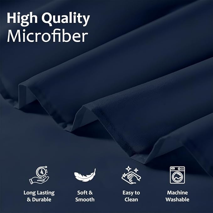 Shreem Linen Ruffled Bed Skirt with Split Corners, Gathered Style, 100% Microfiber, 30-Inch Drop, Dust Ruffle Bedskirt with Platform, Cal-King, Navy Blue