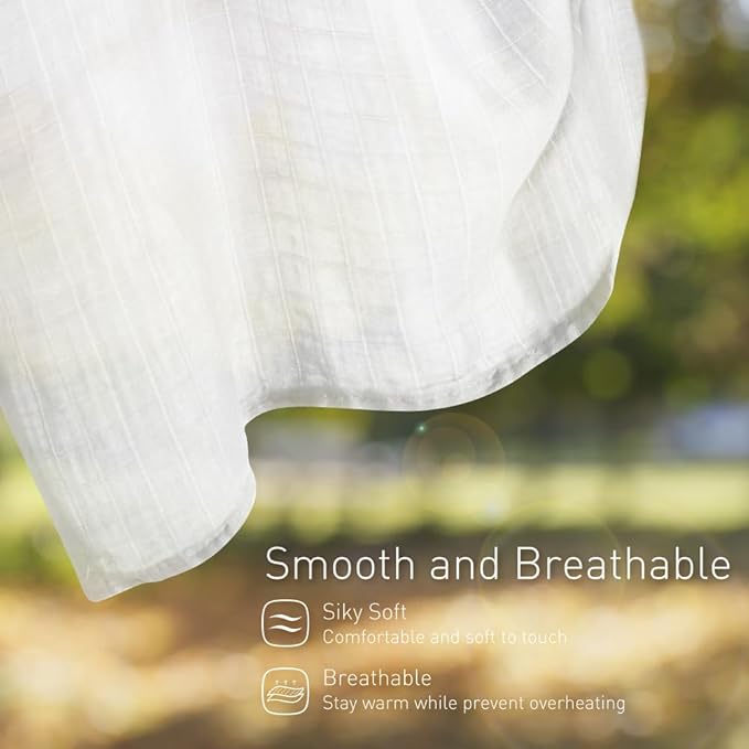 Premium Soft Muslin Cotton Newborn Baby Swaddle Blanket Unisex Swaddle Wrap Silky Swaddle Blankets Neutral Receiving Blanket for Newborn Boys and Girls Large 47 x 47 inches(120x120cm) (White)