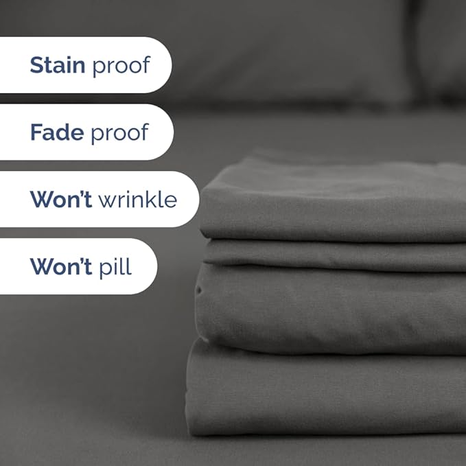 Full XL Size 4 Piece Sheet Set - Comfy Breathable & Cooling Bed Sheets Set - Hotel Luxury Bedding for Women, Men, Kids, Teens, Boys & Girls - Deep Pockets, Soft & Wrinkle Free - Oeko-Tex - Charcoal