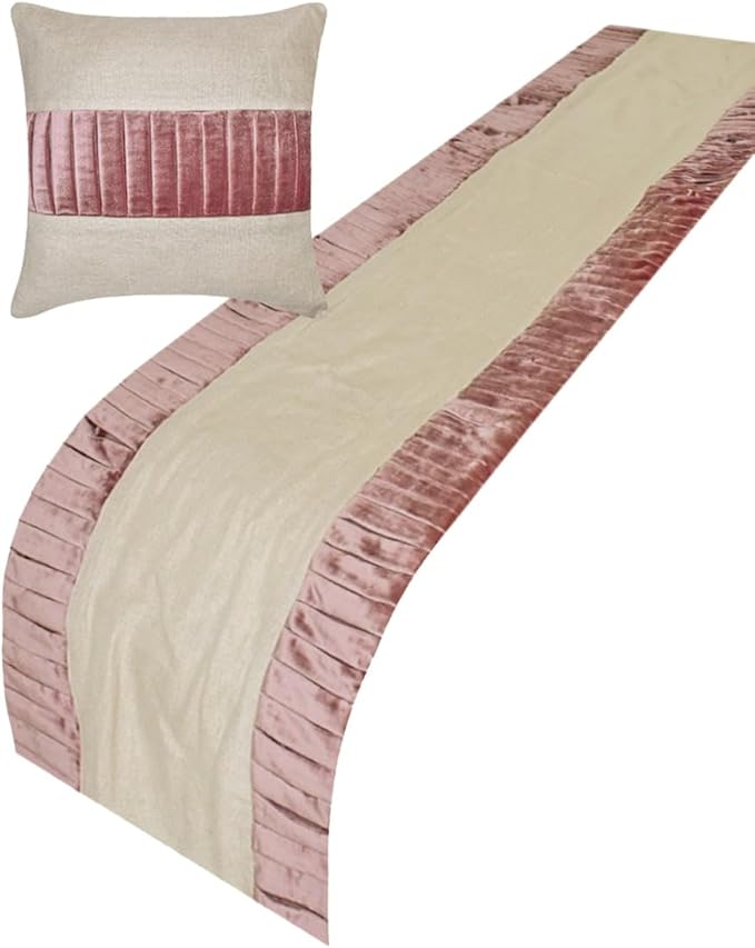 The HomeCentric King/Queen/Twin Purple Decorative Full 68"x18" Bed Runner with Two Pillow Cover, Patchwork, Pintucks Bed Scarf on Velvet Fabric - Layer by Layer