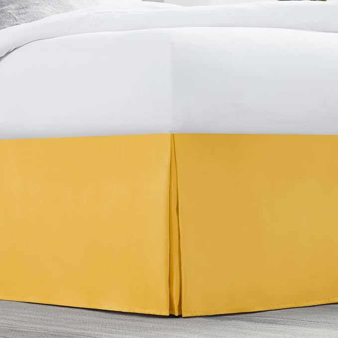 Nestl Yellow Full Bed Skirt - Full Size Bed Skirt 14 Inch Drop - Brushed Microfiber Bed Skirts - Hotel Quality Pleated Bed Skirt - Shrinkage & Fade Resistant