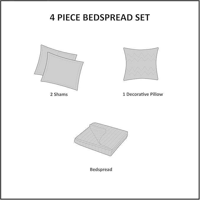 Madison Park Breanna 100% Cotton Fitted Bedspread Classic Traditional Design All Season, Lightweight, Bedding Set, Matching Shams, King(79" x81+24D) Diamond Quilted Khaki 4 Piece