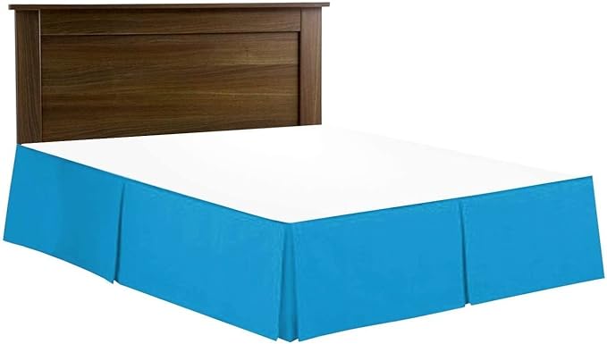 Bed Skirt - Soft Quadruple Pleated Ruffle - Easy Fit with 16 Inch Tailored Drop - Hotel Quality, Shrinkage and Fade Resistant//Turquoise/Queen