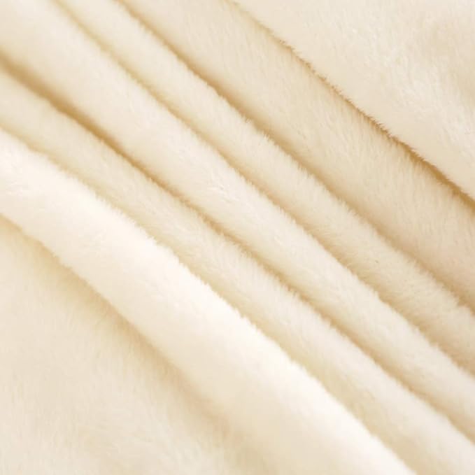 Uhamho Faux Fur Velvet Fluffy Bedding Duvet Cover Set Down Comforter Quilt Cover with Pillow Shams, Ultra Soft Warm (Queen, Cream)