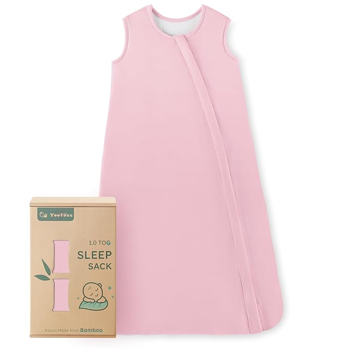 Yoofoss Rayon Made from Bamboo Baby Sleep Sack 12-18 Months 1.0 Tog Baby Wearable Blanket, Super Soft Infant Toddler Sleeping Sack 2-Way Zipper