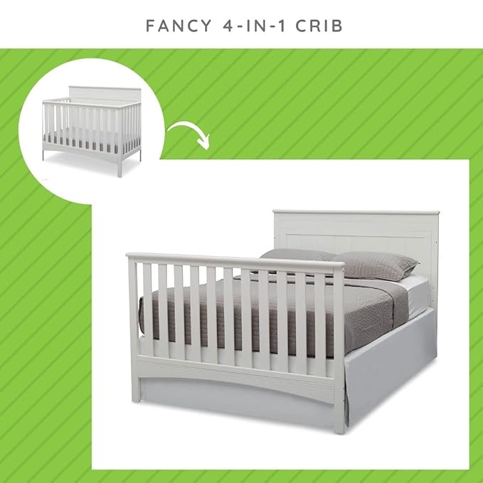 Full-Size Conversion Kit Bed Rails Compatible with Fancy Convertible Crib by Delta Children - Solid Wood Rail #0050 - Toddler & Adult Bed Rail for Full-Size - Nursery Furniture (Bianca White - 130)