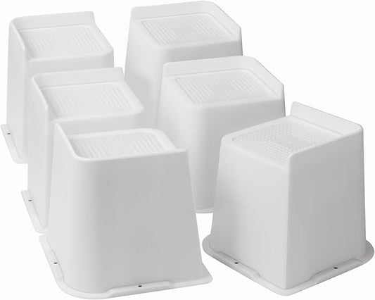 Bed Risers 1 inch, 2 inch, 3 inch, 4 inch, 6 inch, 8 inch Heavy Duty, Oversized Furniture Riser for Couch Sofa Table Chair Leg Frame Dorm, Support up to 6000 Lbs (White 6 Pack, 4 inch)