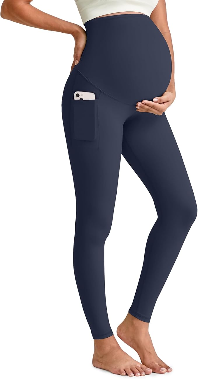 G4Free BareFeel Maternity Leggings with Pockets Over The Belly Stretchy Workout Yoga Pregnancy Pants