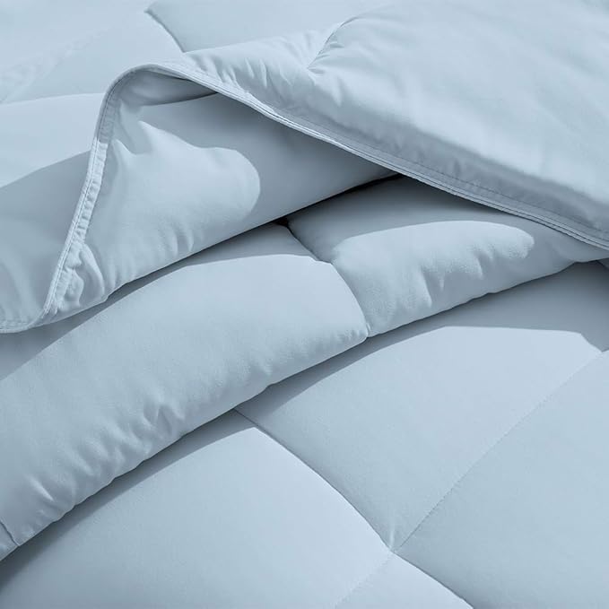 H&H Decor Luxurious & Super Soft 1 Piece Comforter 300 GSM & 4 Pcs Sheet Set 100% Egyptian Cotton 1000 Thread Count Pattern Solid (King, Light Blue,Solid)