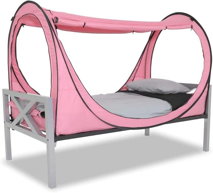 Privacy Pop up Eclipse Bed Tent Bed Drapes (Pink, Twin)