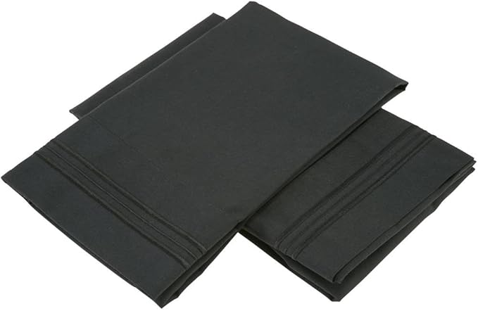 Clara Clark 1800 Series Bed Sheet Sets - Stay fit on Mattress with Elastic Straps at Corners - Queen, Black