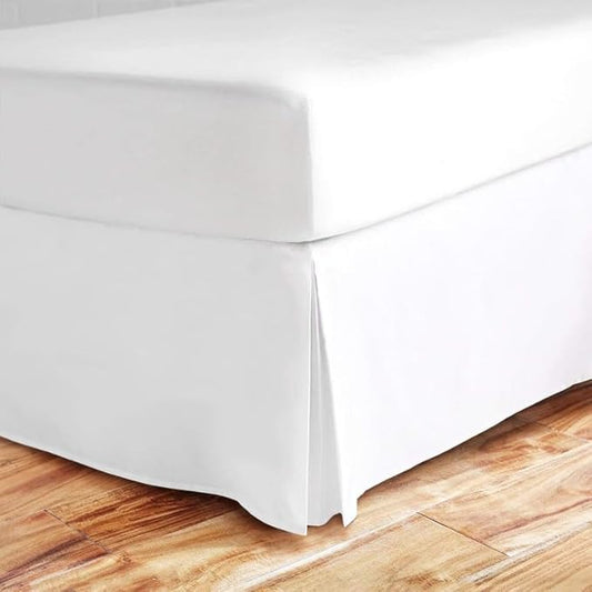 Split Corner Bed Skirt 18 Inch Drop Twin Size 100% Egyptian Cotton Wrinkle and Fade Resistant Twin Size, White Solid