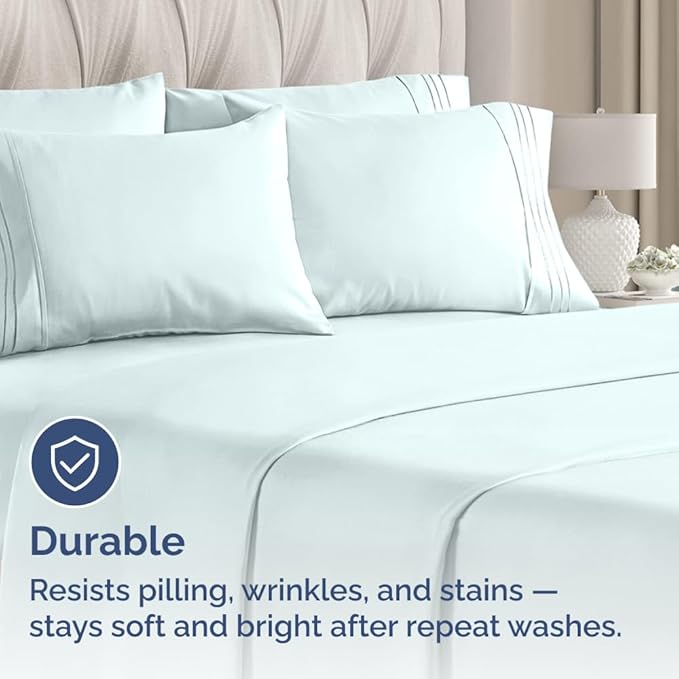 Queen Pillow Cases Set of 6 - Ultra Soft Hotel Quality Pillowcase Covers - Comfy, Cozy & Wrinkle Free - Shrink, Stain and Fade Resistant - Machine Washable Pillow Protectors - 6 Piece Set - Ice Blue