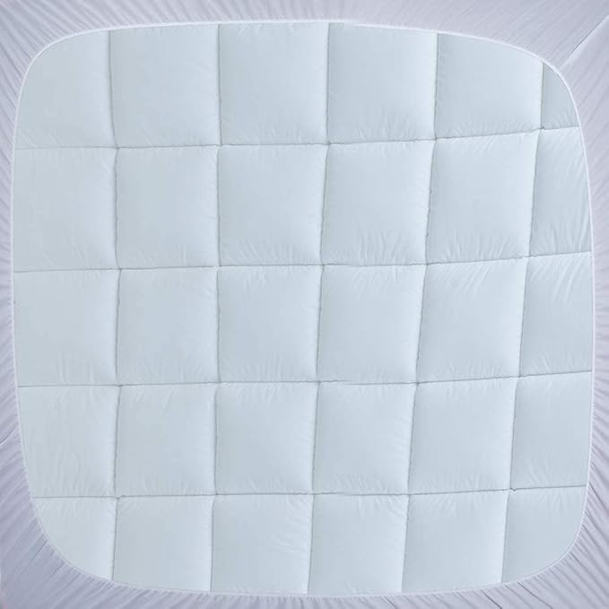 WhatsBedding Waterproof Mattress Pad Twin Size Cotton Top Down Alternative Filling Pillow Top Mattress Topper Cover-Fitted Quilted (Waterproof Twin)