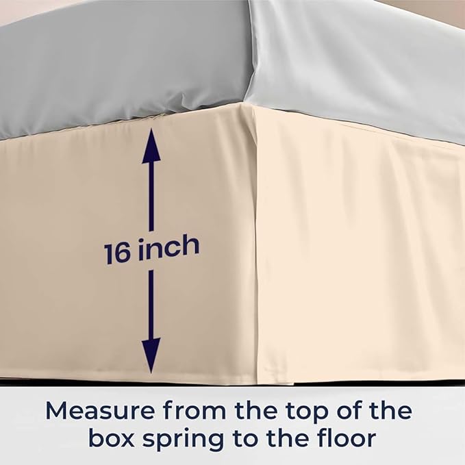 SGI bedding 16 inch Drop Bed Skirt Twin Size Platform Style with Secure Fit, Classic Tailored Look, Elegant Pleated Style Dust Ruffle, Split Corners, Wrinkle Resistant Microfiber - Beige