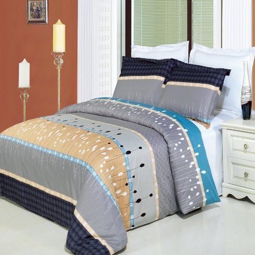 Royal Hotel Bedding Manhattan 4 Piece Full/Queen Comforter Set 100% Cotton 300 Thread Count