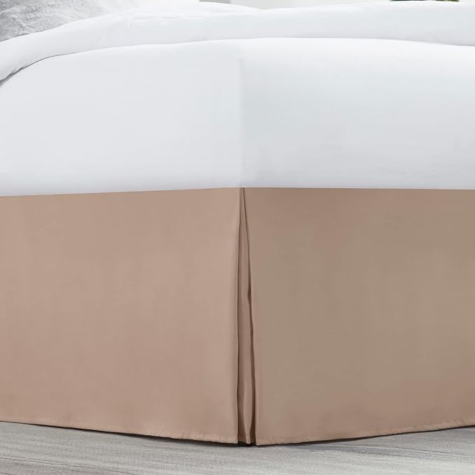 Nestl Taupe Twin XL Bed Skirt - Twin XL Size Bed Skirt 14 Inch Drop - Brushed Microfiber Bed Skirts - Hotel Quality Pleated Bed Skirt - Shrinkage & Fade Resistant