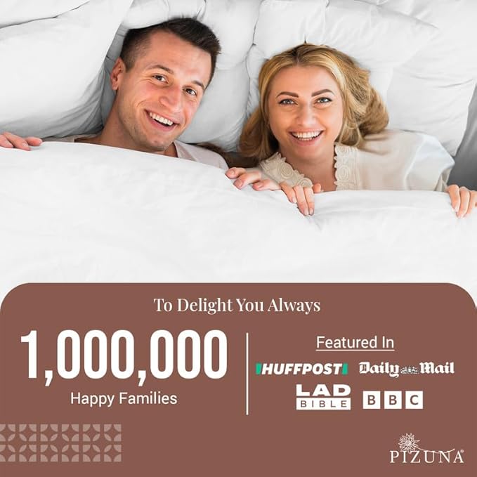 Pizuna Pure 100% Cotton Bed Sheets Set King Size White, Luxurious 400 Thread Count Long Staple Cotton Sateen Sheets with 15" Deep 2 Extra Pillowcase (Combed Cotton Bed Sheet Set)