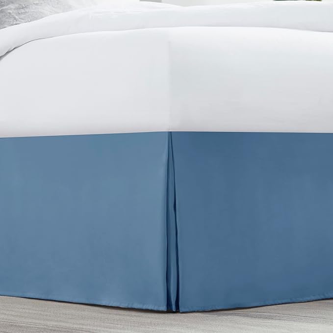 Nestl Blue Heaven Twin Bed Skirt - Twin Size Bed Skirt 14 Inch Drop - Brushed Microfiber Bed Skirts - Hotel Quality Pleated Bed Skirt - Shrinkage & Fade Resistant