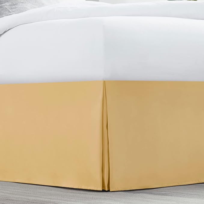 Nestl Gold Bed Skirt Queen Size - Queen Bed Skirt 14 Inch Drop - Brushed Microfiber Bed Skirts - Hotel Quality Pleated Bed Skirt - Shrinkage & Fade Resistant