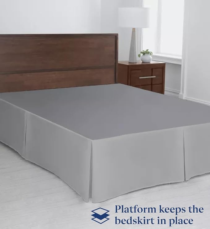 SKY BEDDINGS Luxury Pleated Full Bed Skirt with Split Corners - 18 Inch Tailored Drop - Pleated Dust Ruffle - Wrinkle-Free 100% Microfiber - Easy Fit, Soft & Durable - Light Grey