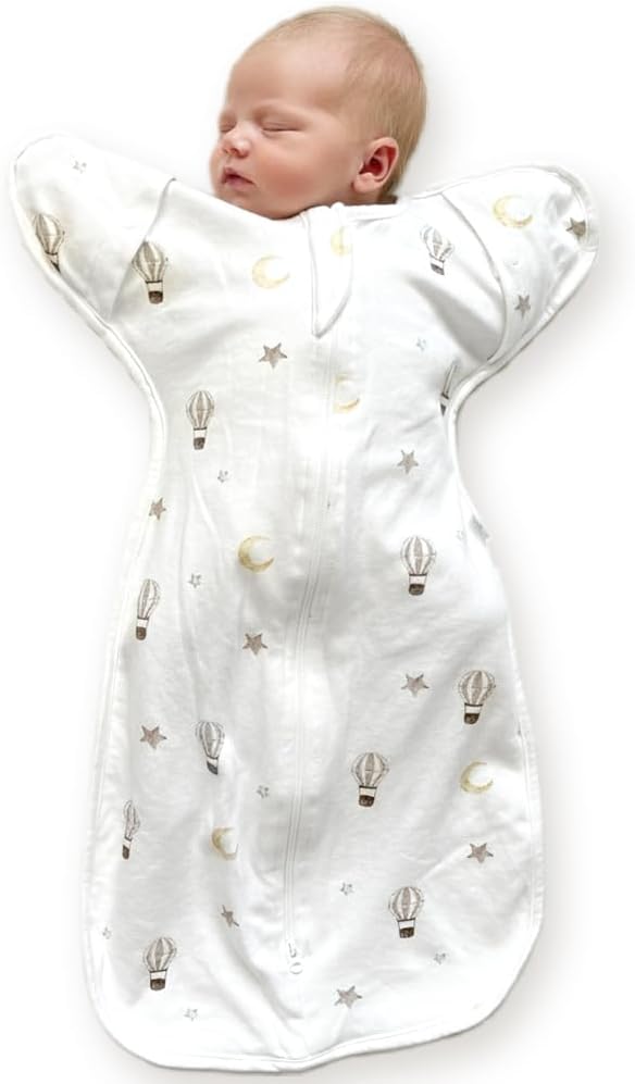Newborn Swaddle Sack, IHDI Certified, Calms Startle Reflex, 100% Cotton Wearable Blanket, Newborn Essentials