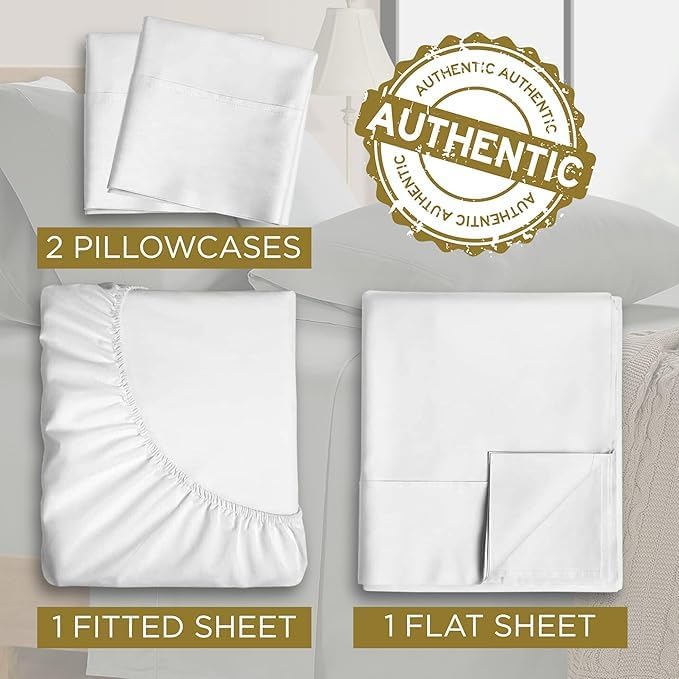 Full White 100% Microfiber Double Brushed Sheet Set - Extra-Soft & Wrinkle-Free - 15" Deep Pockets, 54" x 80" - 4 PC Set (Full, White)