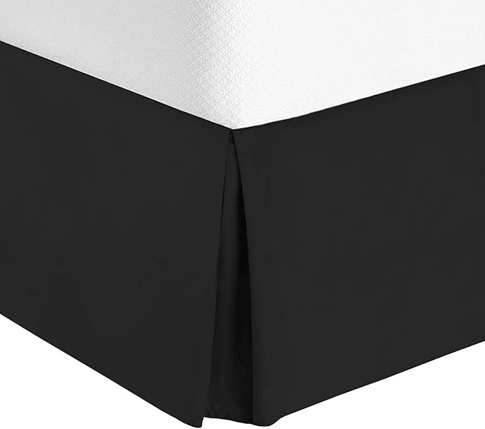 Bed Skirt - Soft Quadruple Pleated Ruffle - Easy Fit with 16 Inch Tailored Drop - Hotel Quality, Shrinkage and Fade Resistant//Black/California King