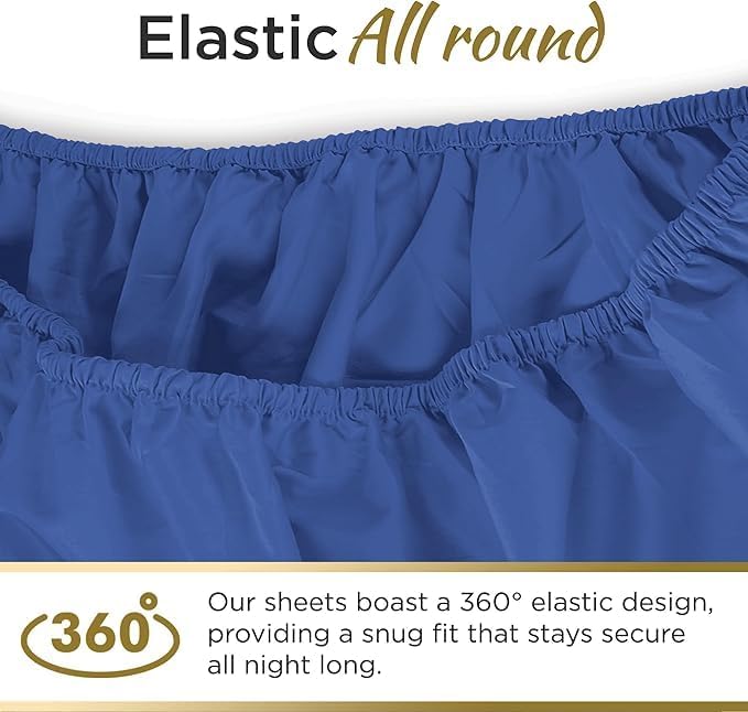 Full XL 100% Microfiber Double Brushed Sheet Set - Extra-Soft, Breathable & Wrinkle-Free - 15" Deep Pockets, 54" x 80" - Ideal for Extra Long Full Beds - 4PC Set (Full XL, Royal Blue)