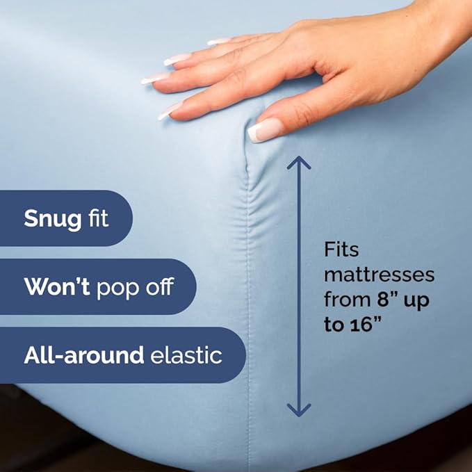 Full XL Size 4 Piece Sheet Set - Comfy Breathable & Cooling Bed Sheets Set - Hotel Luxury Bedding for Women, Men, Kids, Teens, Boys & Girls - Deep Pockets, Soft, Wrinkle Free - Oeko-Tex - Light Blue