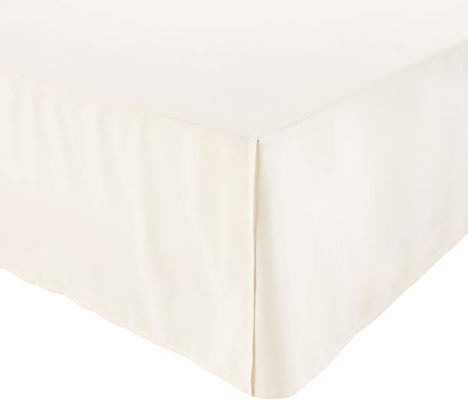 Amazon Basics Lightweight Pleated Soft Machine Washable Bed Skirt, King Size, Off White, Solid (Pack of 8)